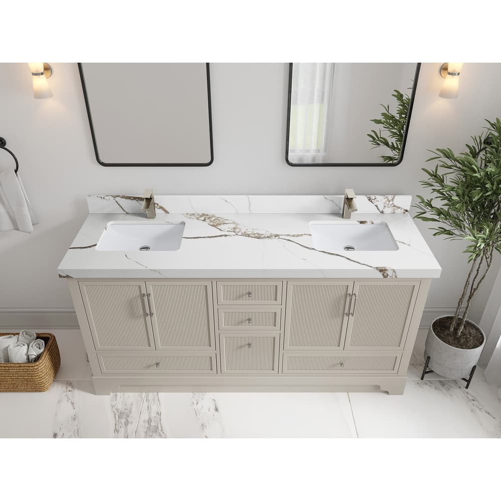 Willow Collections 72 x 22 Alys Double Bowl Sink Bathroom Vanity with Countertop