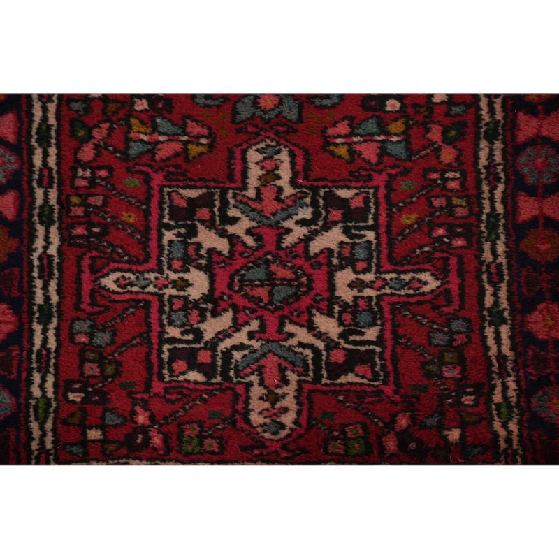 Hand Knotted Oriental 100% Wool Carpet Traditional Tribal Red Gharajeh Runner Rug - 9' 7'' X 2' 3''
