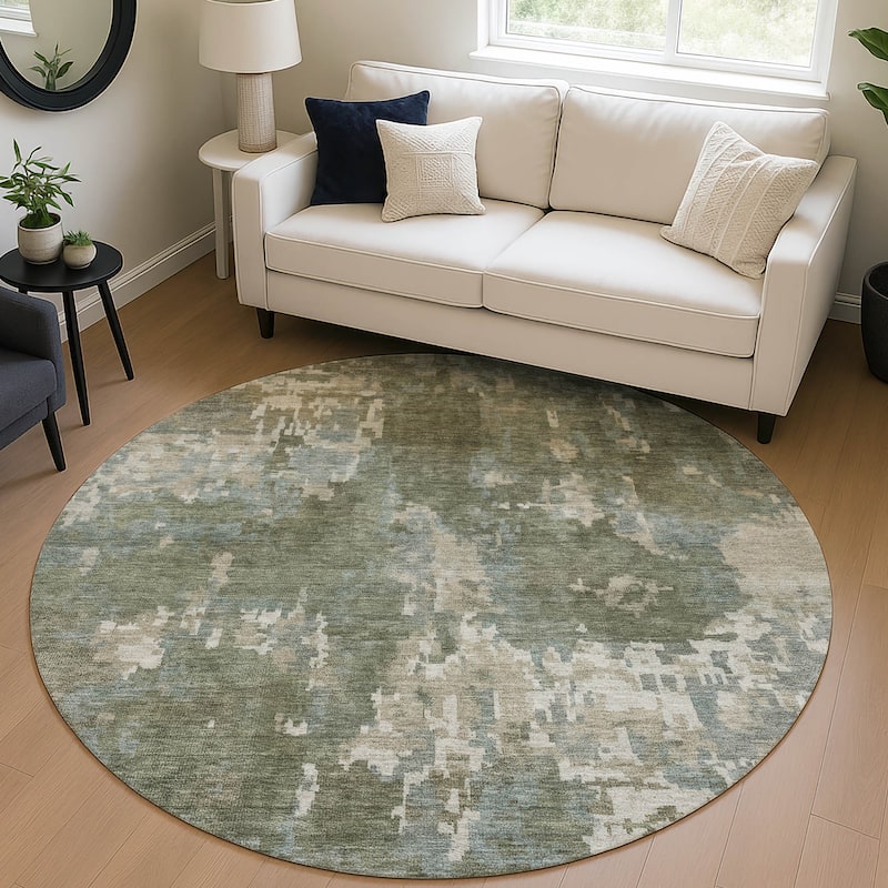 Machine Washable Indoor/ Outdoor Ombre Abstract Chantille Rug