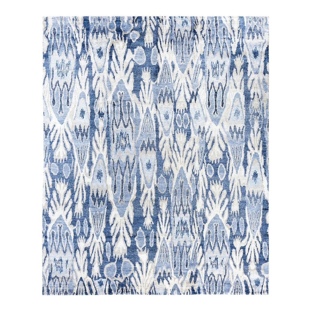 Modern One-of-a-Kind Handmade Area Rug, Blue - 8' 1" x 10' 1"