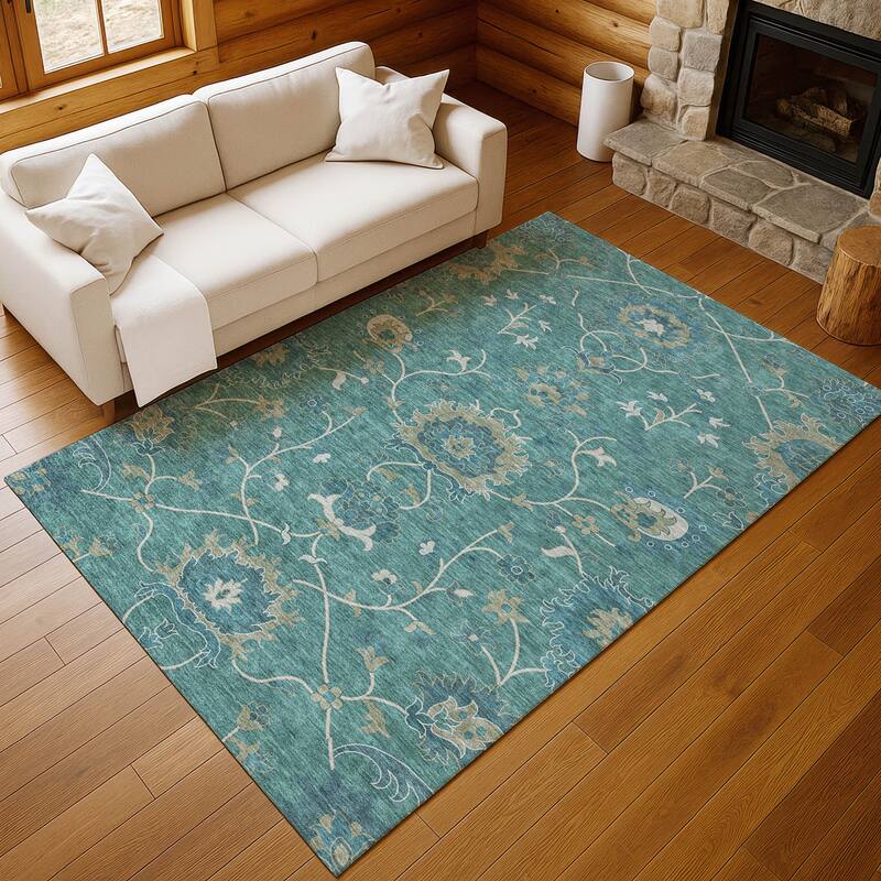 Machine Washable Indoor/ Outdoor Traditional Luna Chantille Rug