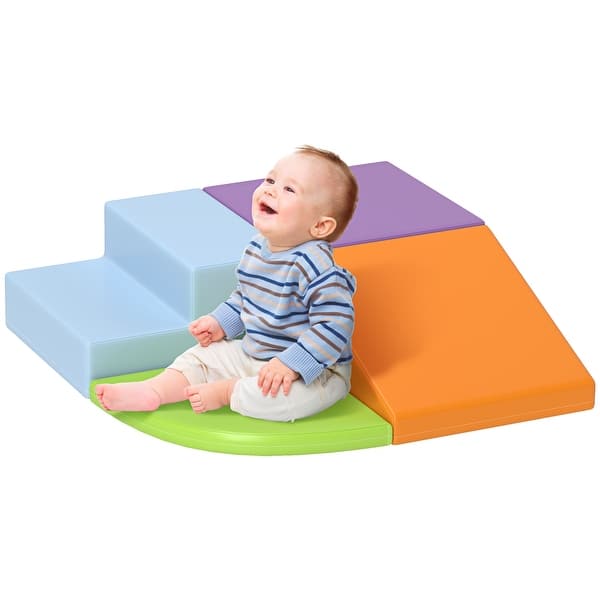 slide 2 of 18, Foam Play Set for Toddlers and Children, Easy-to-clean 4 Piece Soft Indoor Climber & Safe Kids Climbing Set Multicolor