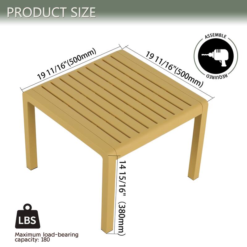 BNK Five-Piece Indoor/Outdoor PP Furniture Set, 3-Seater Sofa, 2 Chairs & 2 Coffee Tables, Easy Assembly Patio Conversation Set