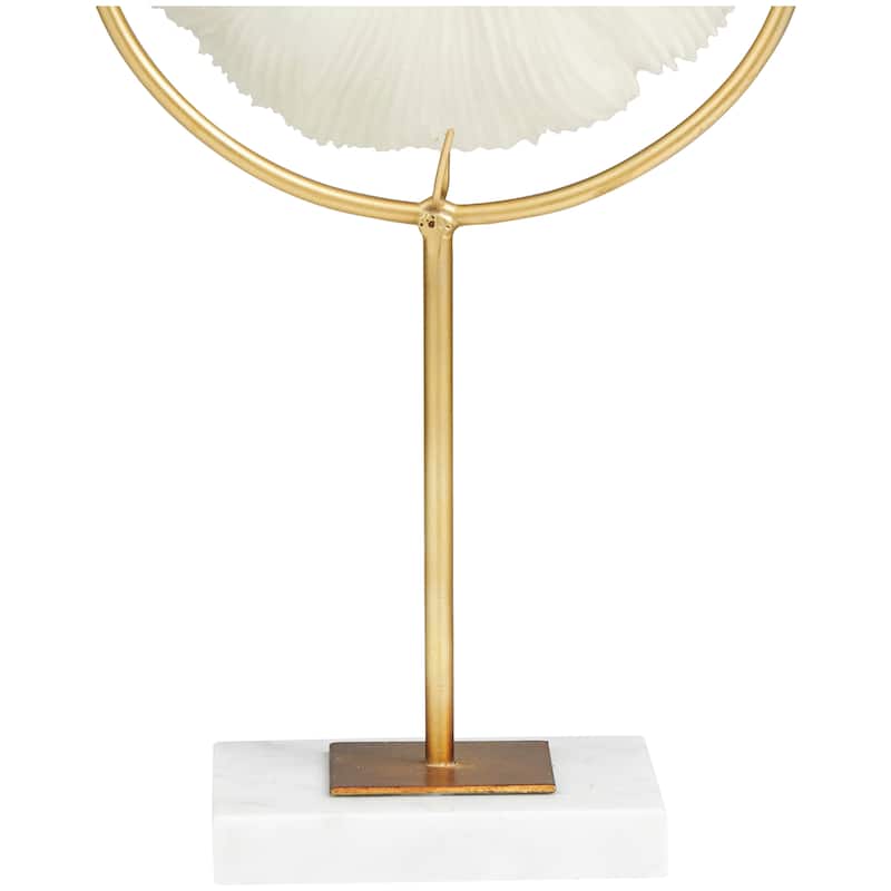 Cream Polystone Handmade Coral Sculpture with Marble Base