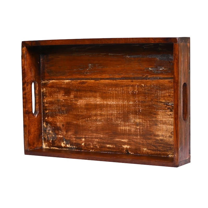 Solid wood Reclaimed 18 inch farmhouse serving tray, also used as decorative tray