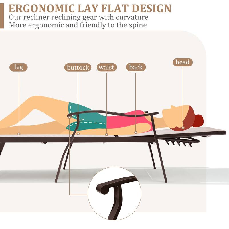 VredHom Outdoor Aluminum Adjustable Chaise Lounge (Set of 2)