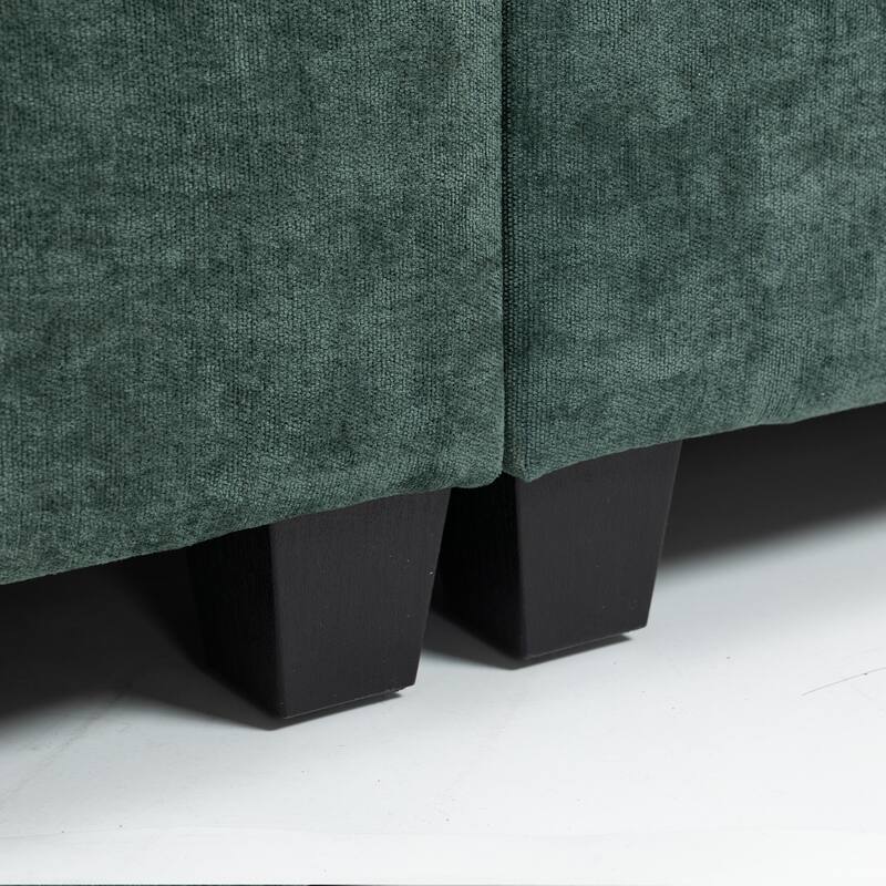 Chenille Modular Sofa, Upholstered Modern 3-Seater Couch with Ultra-Soft Cushions, Side Pocket