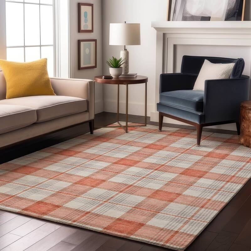 Premium Washable Super Soft Plaid Mayfield Rug - Coral - 3' x 5'