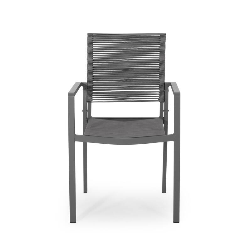 Outdoor Modern Dining Chairs Set of 2, All-Weather Rope Dining Chairs with Aluminum Frame for Dining Room