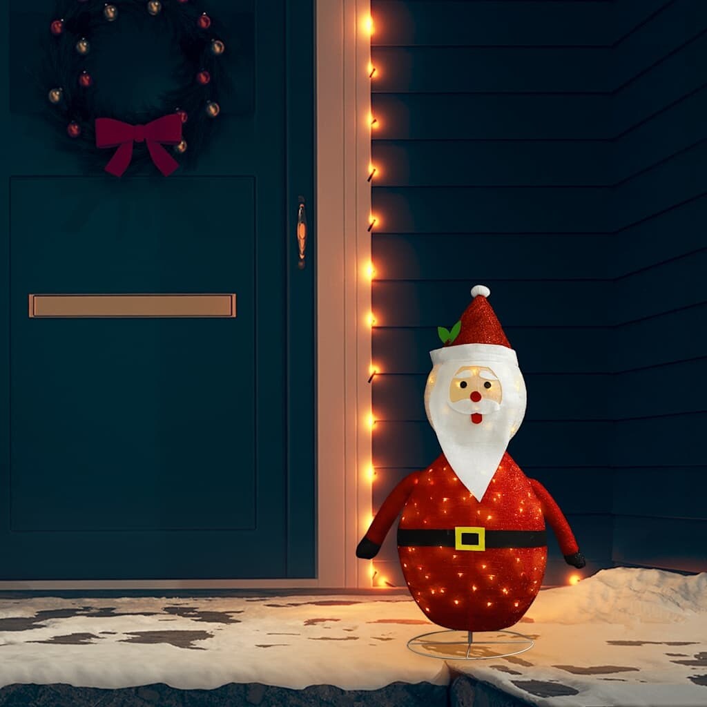 vidaXL Decorative Christmas Santa Claus Figure LED Luxury Fabric 3 ft - Red - 3 ft