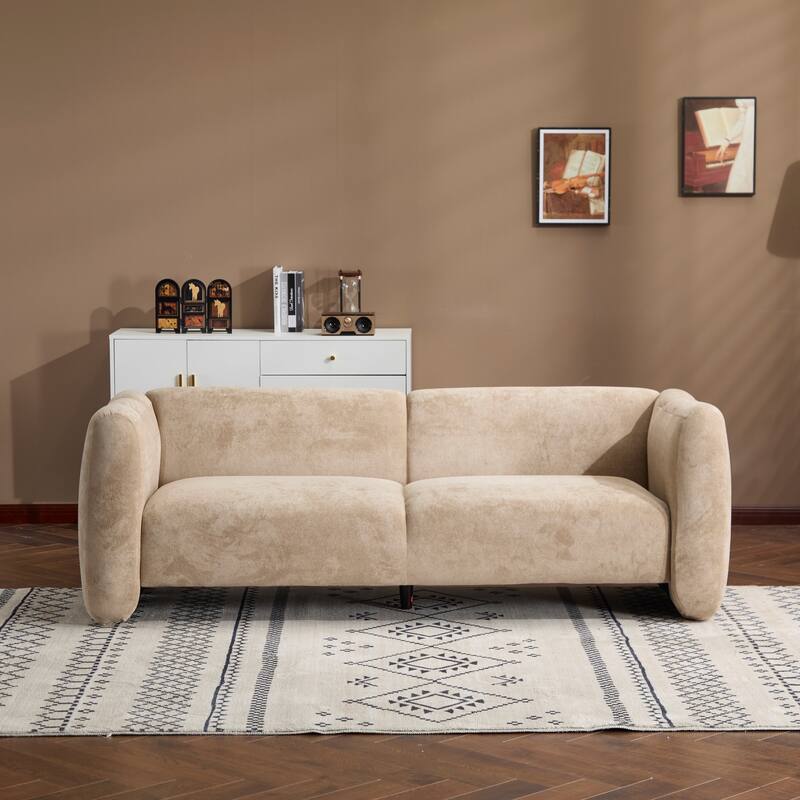 3-Seater Chaise Lounge Sofa with Curved Design, Wave-Shaped Fabric Loveseat Recliner Sofa with Plush Cushions