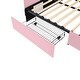 preview thumbnail 10 of 11, Pink Full Size Velvet Platform Bed Daybed with 2 Drawers