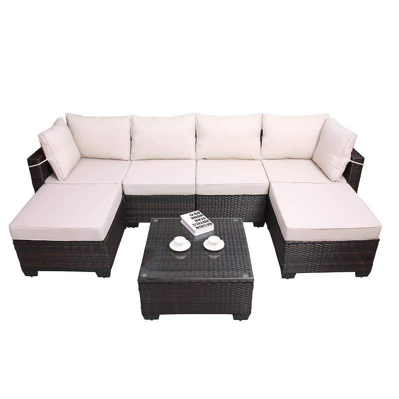 PE Rattan Wicker Garden Patio Furniture Set (7 Pieces)