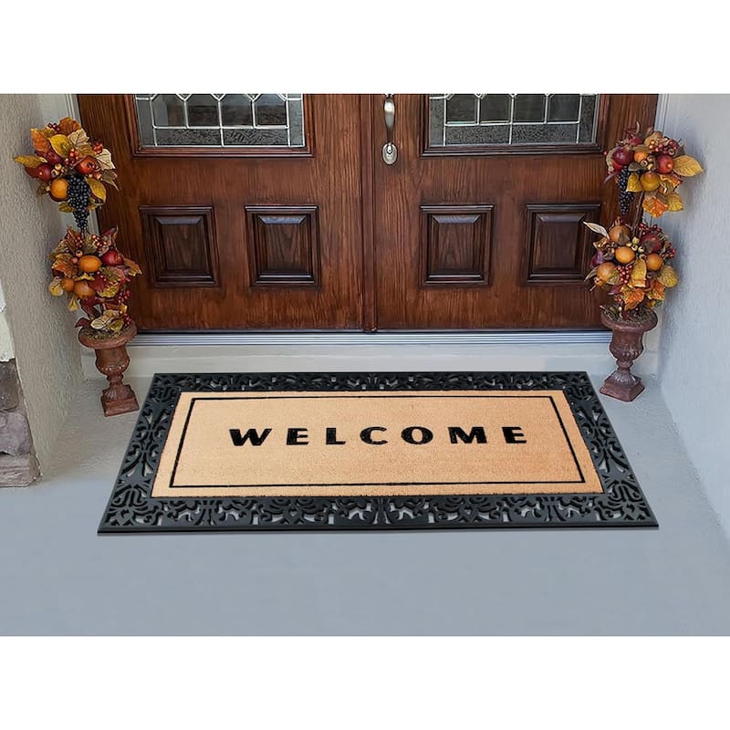 A1HC Rubber and Coir Heavy Duty Non Slip Welcome Indoor Outdoor Doormat, 30" X 60"
