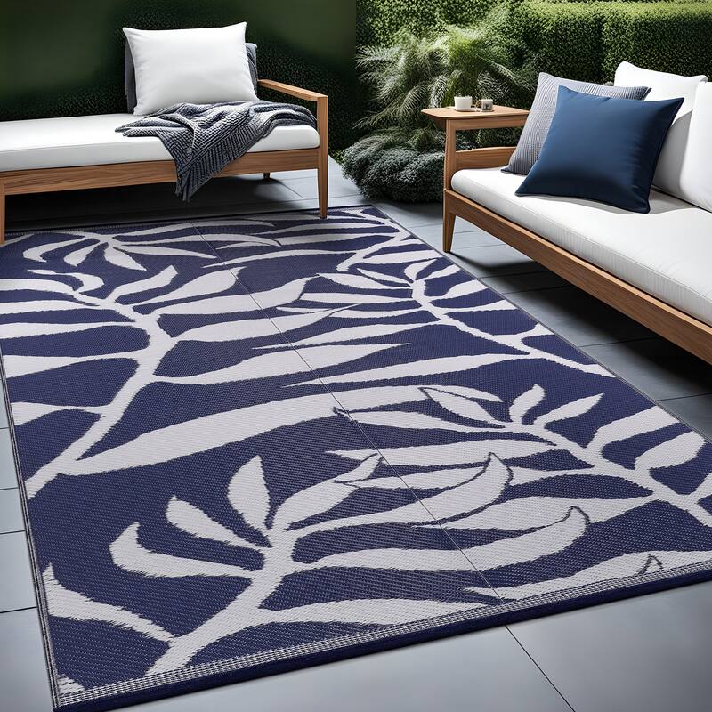 Beverly Rug Tropical Blue Reversible Outdoor Area Rug