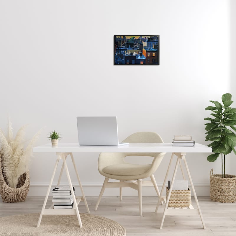 Stupell Cityscape with Distant Monster Framed Giclee Art Design By Keith Thomson