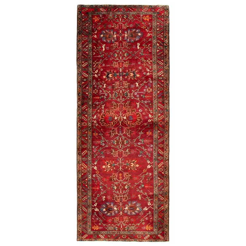 ECARPETGALLERY Hand-knotted Anadol Red Wool Rug - 3'7 x 9'7 - Dark Red - 3'7 x 9'7
