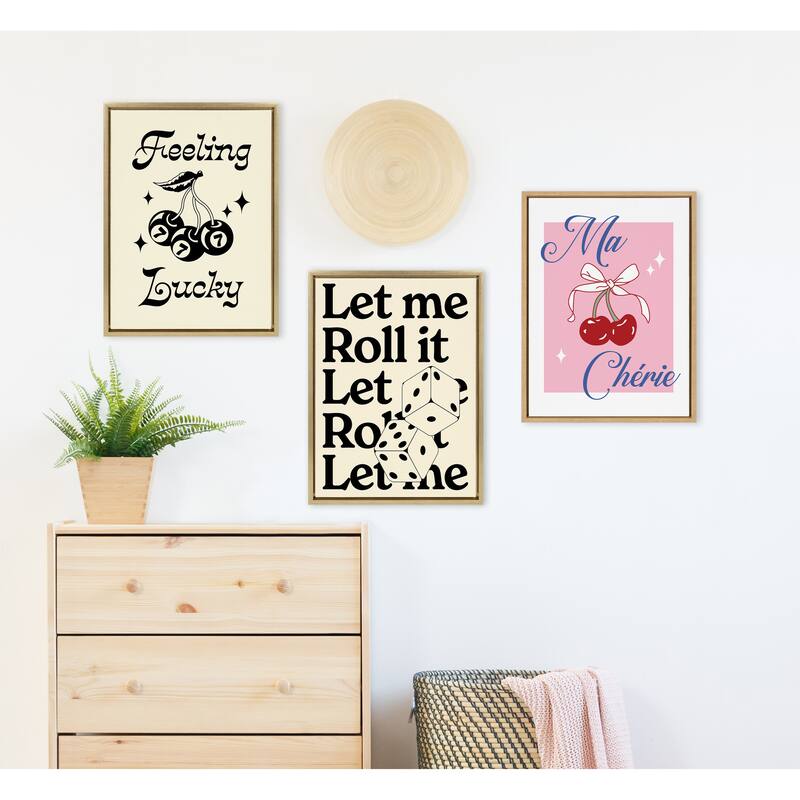 Kate and Laurel Sylvie Feeling Lucky Cherries Framed Canvas by Alli Standefer