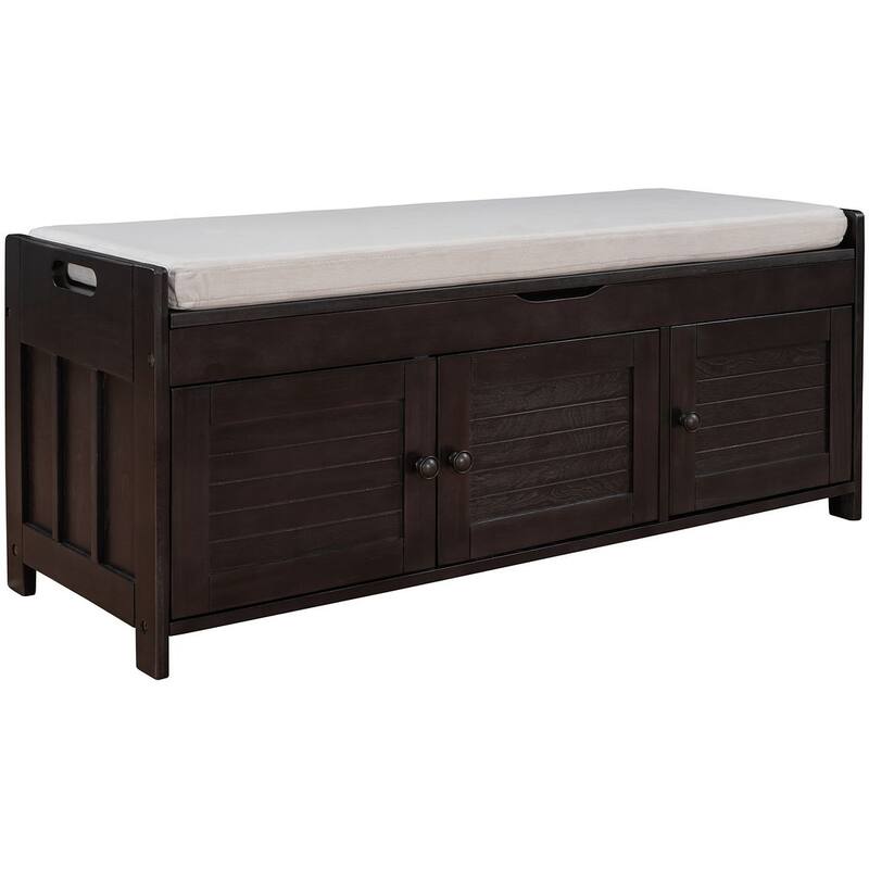 3-drawer Wooden Storage Bench with Cushion