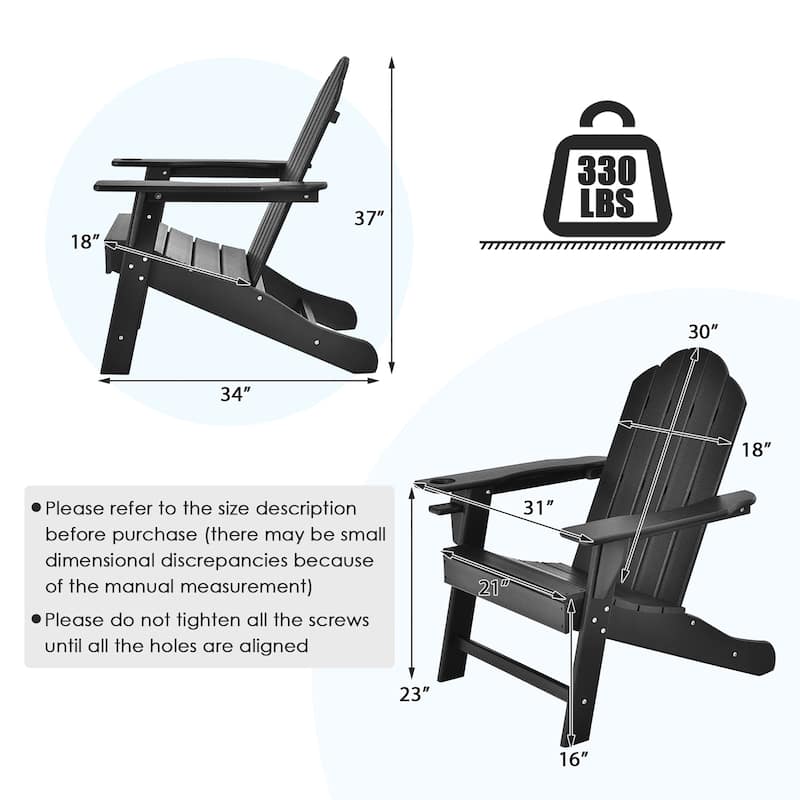 Costway Patio Adirondack Chair Weather Resistant Garden Deck W/Cup