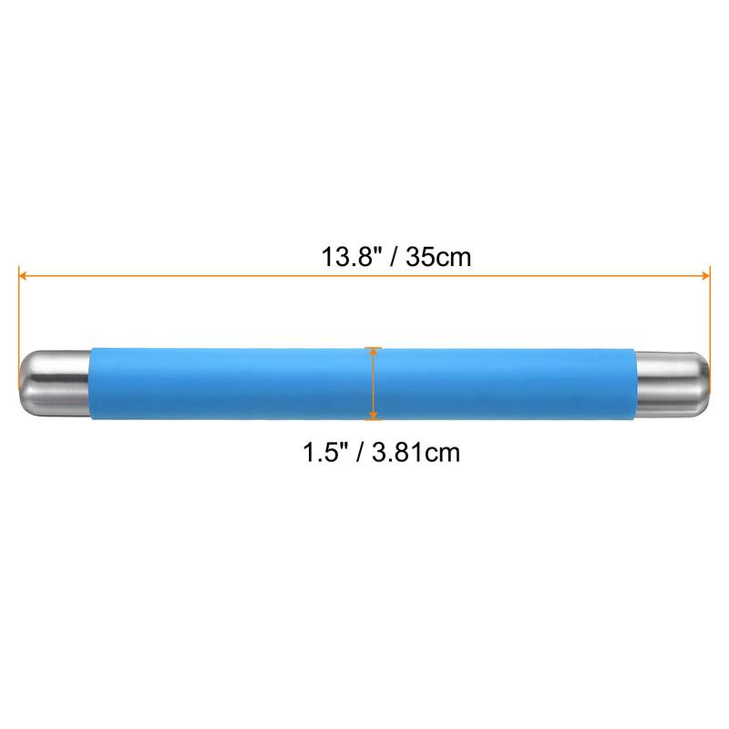 Rolling Pin 13.8" x 1.5" Non-Stick Stainless Steel Covered Silicone - Blue - Blue