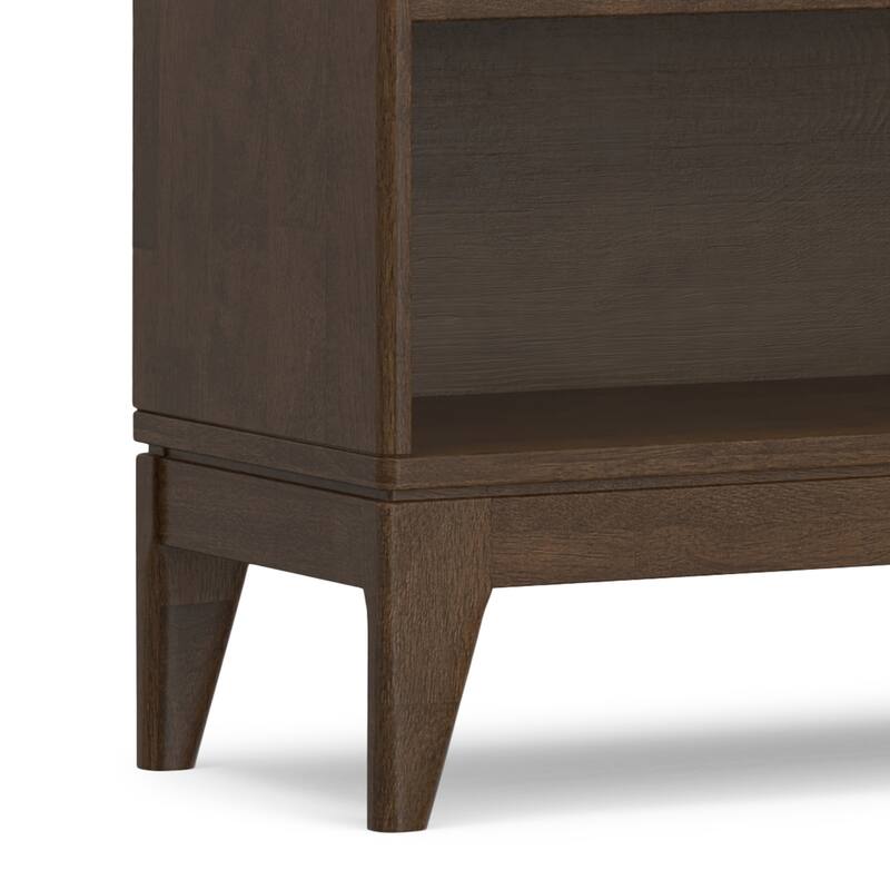 WYNDENHALL Pearson 30 x 64"Solid Wood Mid Century 4-Shelf Low Bookcase in Walnut Brown - 14"D x 64"W x 30"H