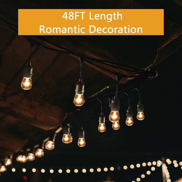 Globe String Light Bulb Outdoor Waterproof Commercial Dimmable Patio 48 Ft 