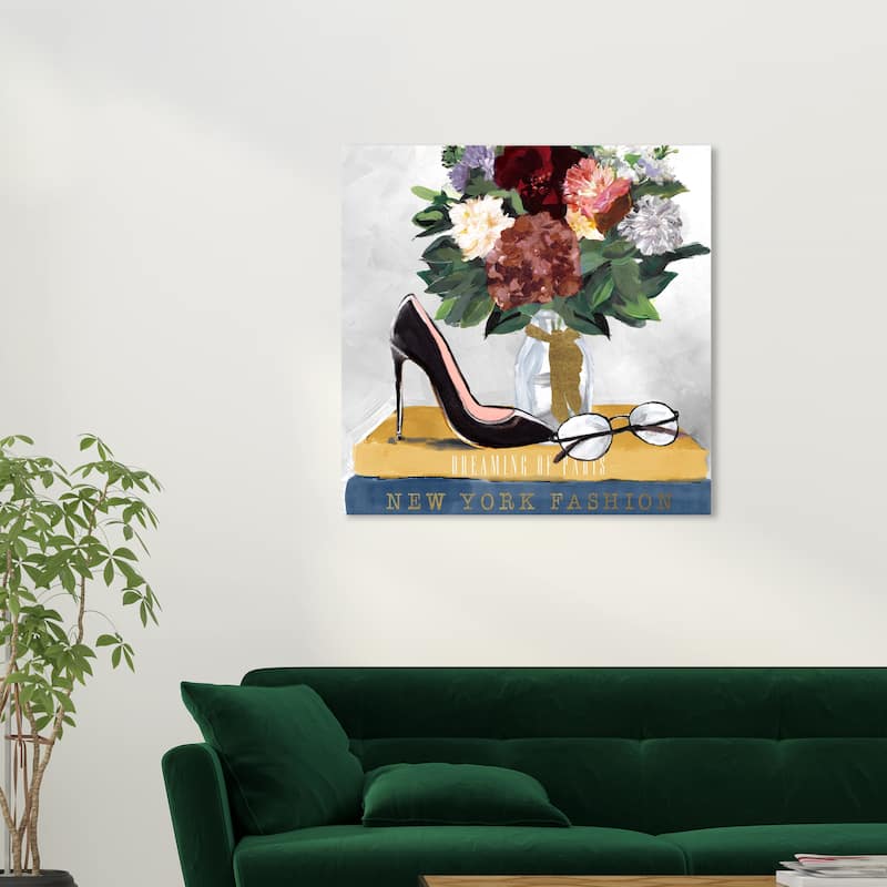 Wynwood Studio Canvas Fashion and Glam Ready for Fall Books Red and Metallic Gold Glam Wall Art Canvas Print - 30 x 30