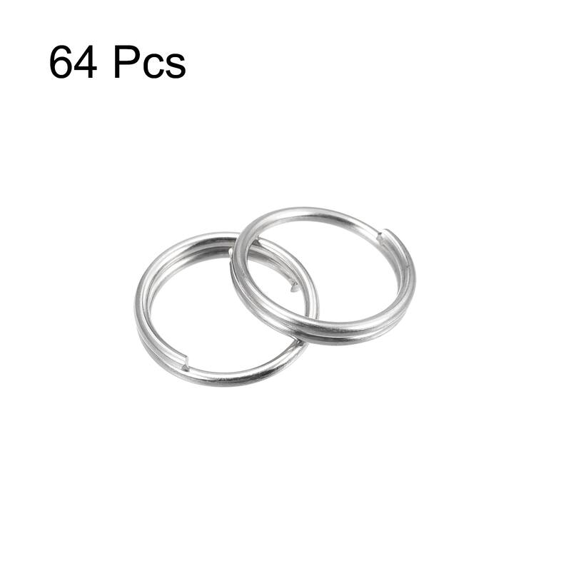 Double Loops Split Rings, Round Key Ring Parts for DIY Crafts 64Pcs