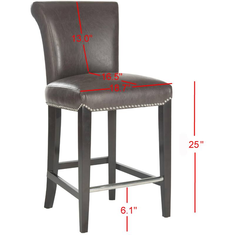 SAFAVIEH Jenelle Black Faux Leather 23-inch Counter Stool - 18.7" W x 23" D x 36.4" H - 19Wx23Dx36H