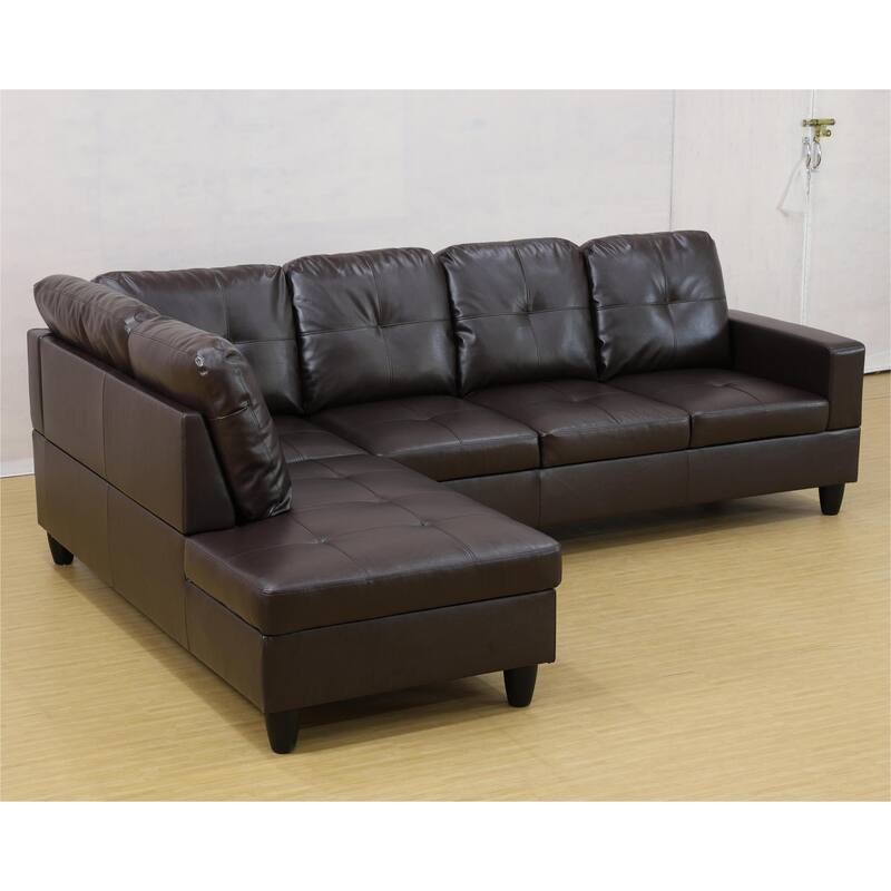 KISRAIS 103" Wide 2-Piece Vegan Leather Sectional Sofa