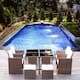 Homall 9 Pieces Patio Dining Sets Outdoor Space Saving Rattan Chairs with Glass Table Sectional Conversation Set with Cushions