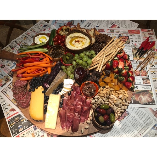 Pine Extra Large Round Charcuterie Board 25 W Natural Overstock 18848257