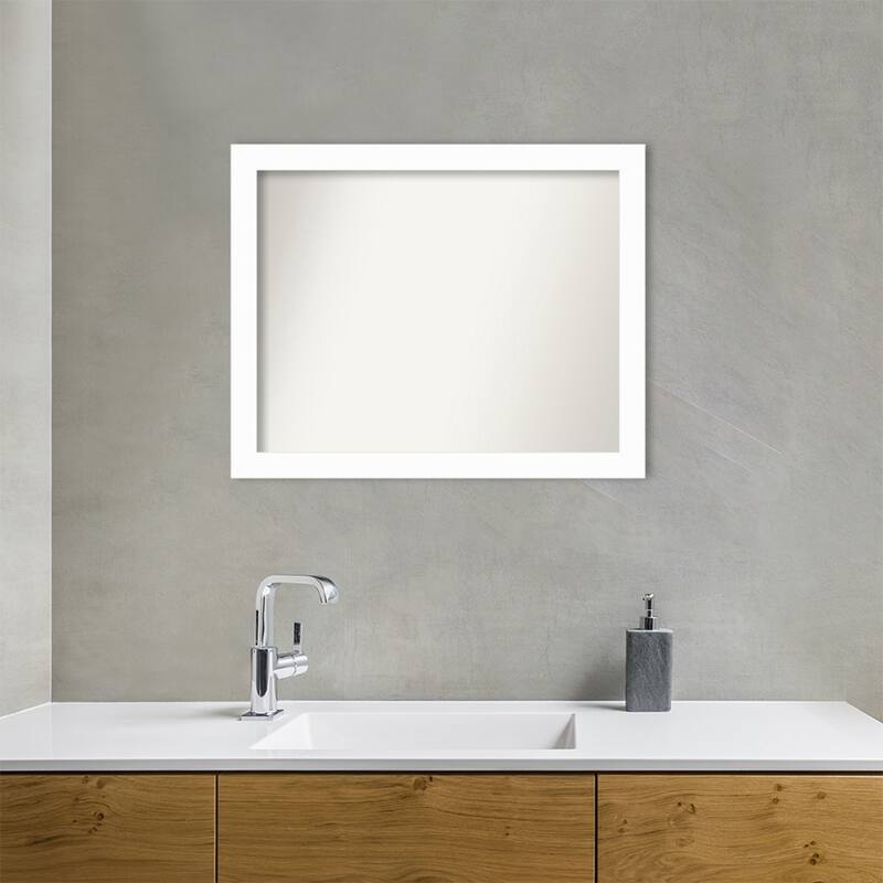 Basic Narrow Non-Beveled Wood Framed Bathroom Vanity Wall Mirror