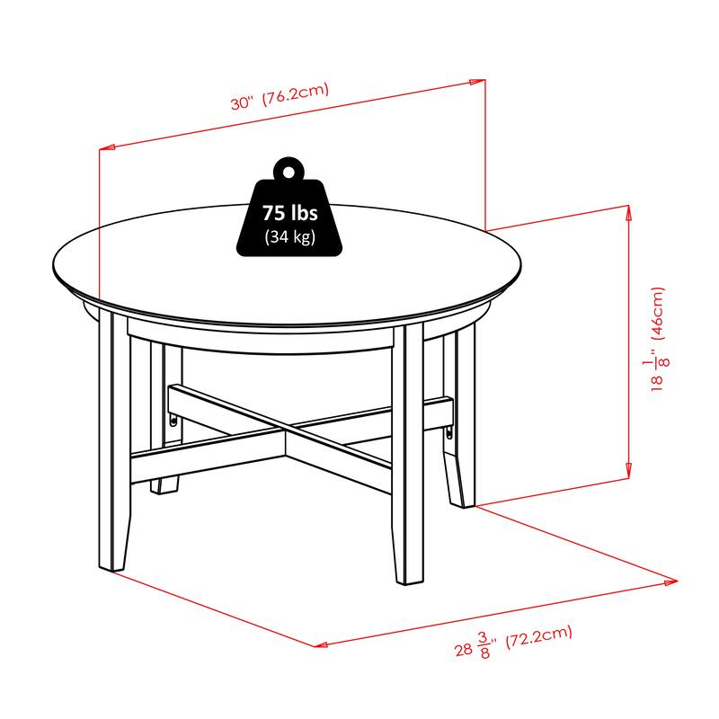 Toby Round Coffee Table, Espresso - 30 x 30 x 18.11 inches