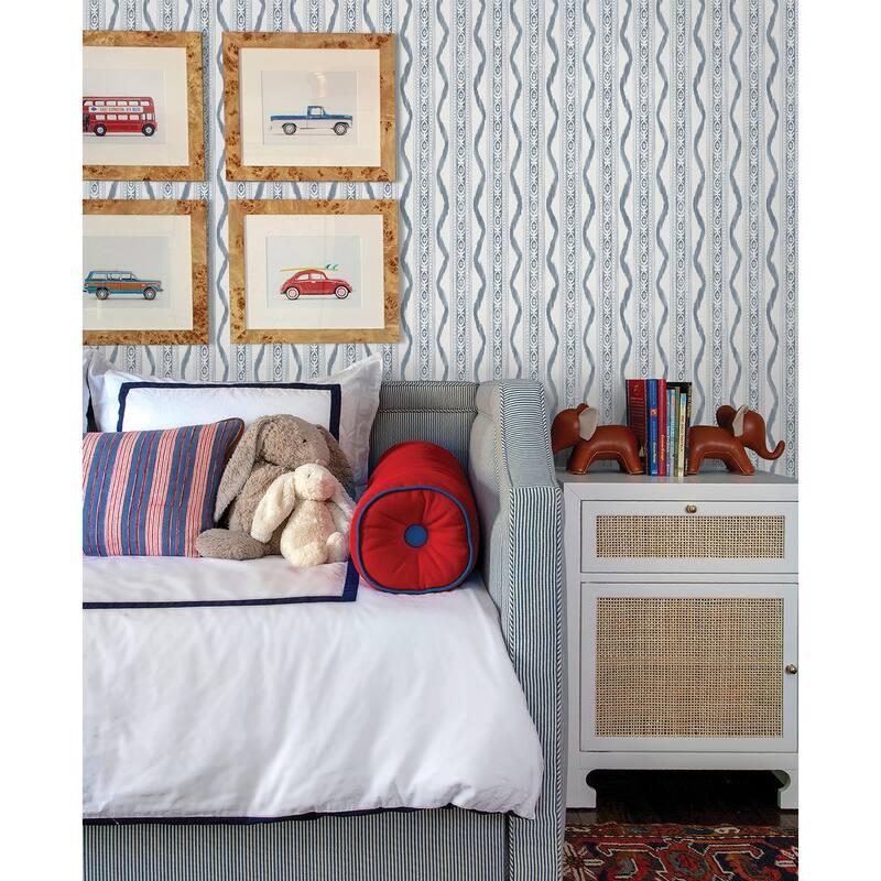 Erin Gates Rhys Blue IKAT Stripe Wallpaper