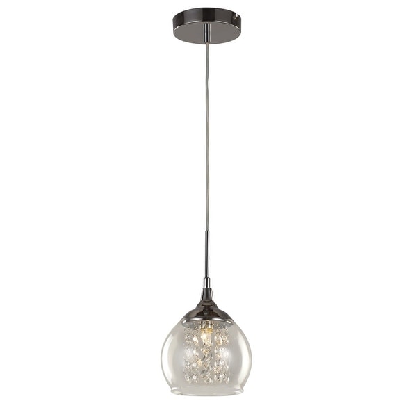 Trans Globe Lighting MDN-1217 Glass and Crystal 1 Light Mini Pendant - Polished chrome