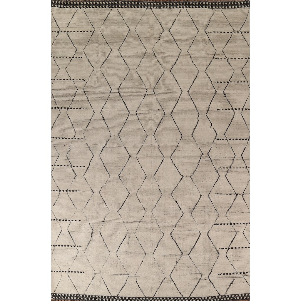 All-Over Moroccan Oriental Area Rug Handmade Wool Carpet - 8'9"x 12'10"