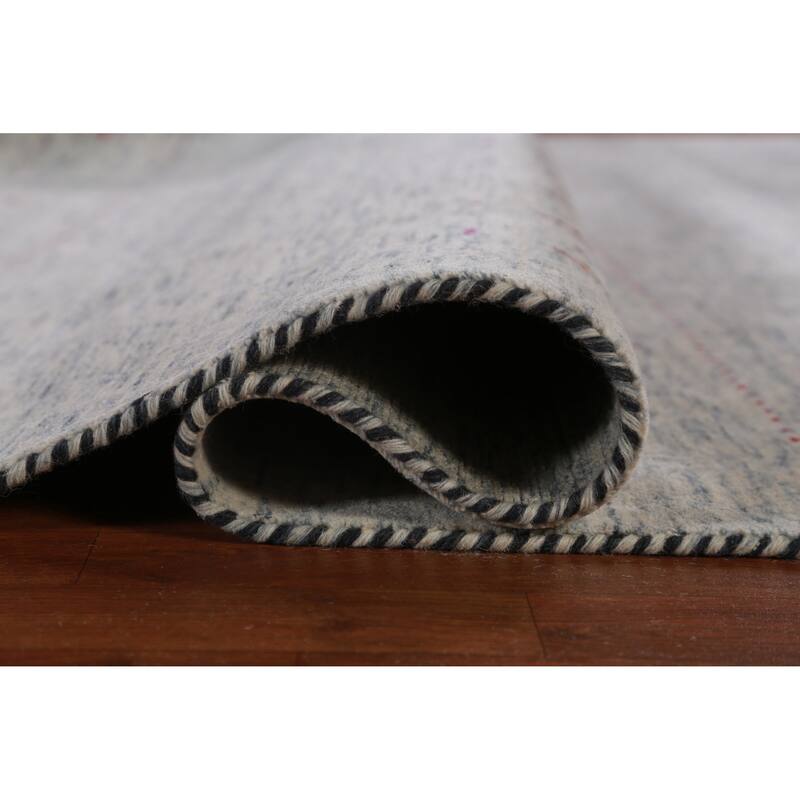 Hand Knotted Oriental 100% Wool Carpet Tribal Tribal Greys & Charcoal Gabbeh Area Rug - 9' 10'' X 8' 3''