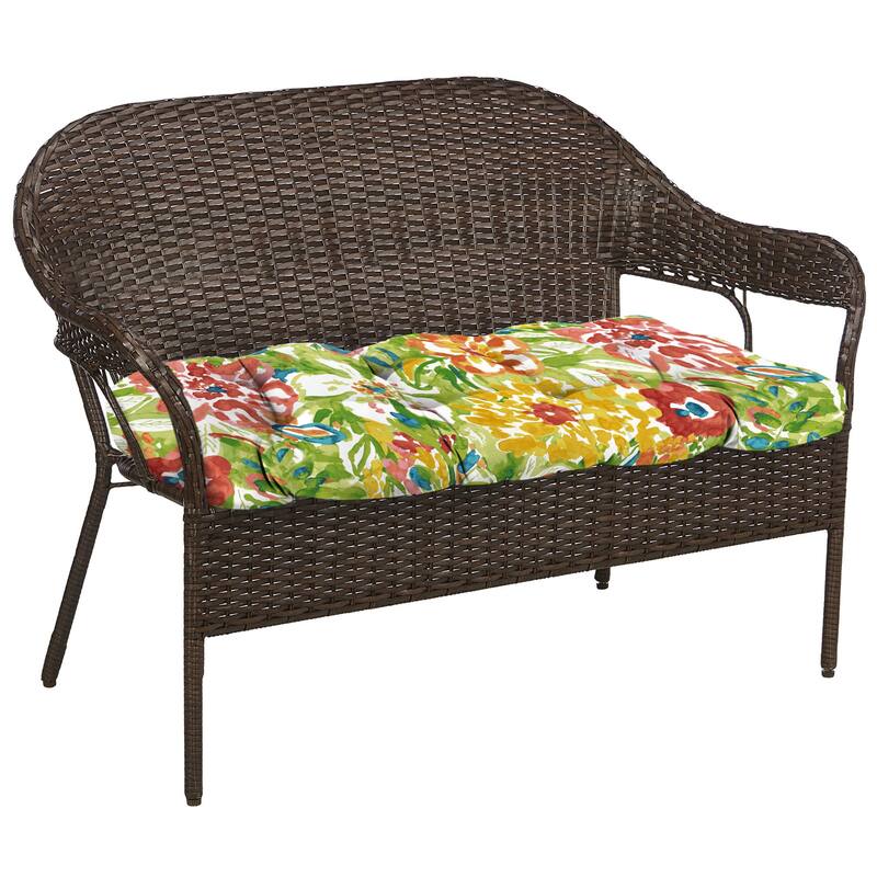 44" x 18" Contoured Outdoor Wicker Bench Cushion - 18'' L x 44'' W x 4'' H