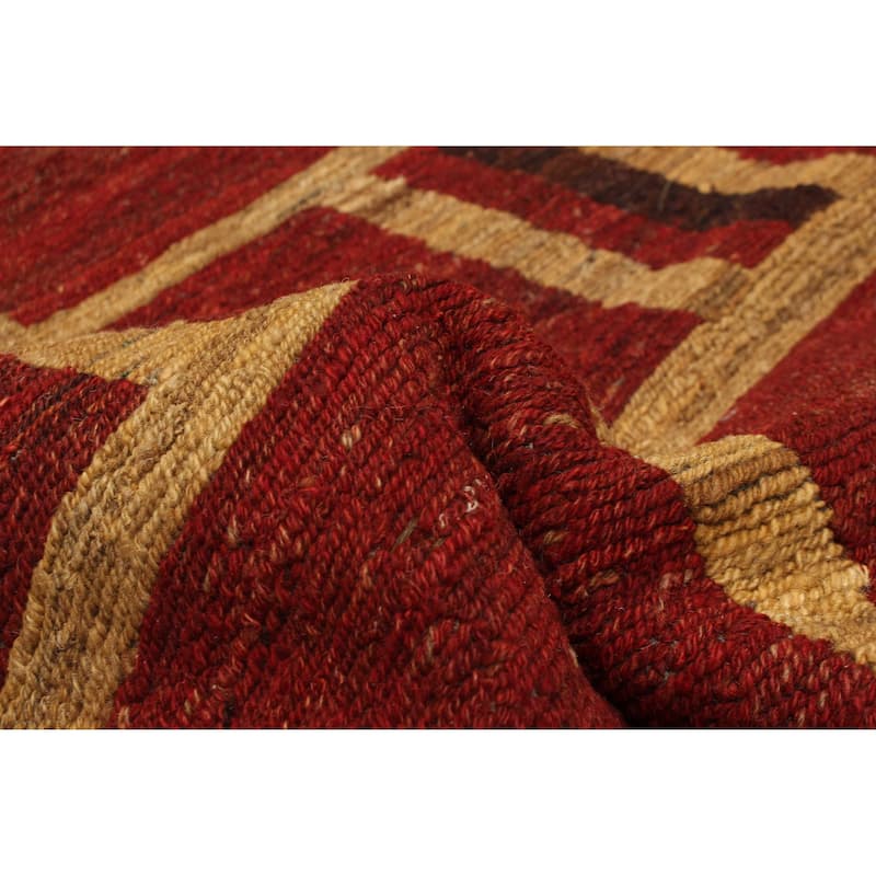 ECARPETGALLERY Flat-Weave Natural Red Wool Tapestry Kilim - 5'3 x 6'8