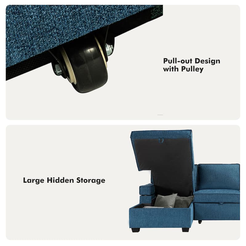 Badari Modern Pull Out Sleeper Sofa&Chaise with Storage by HULALA HOME