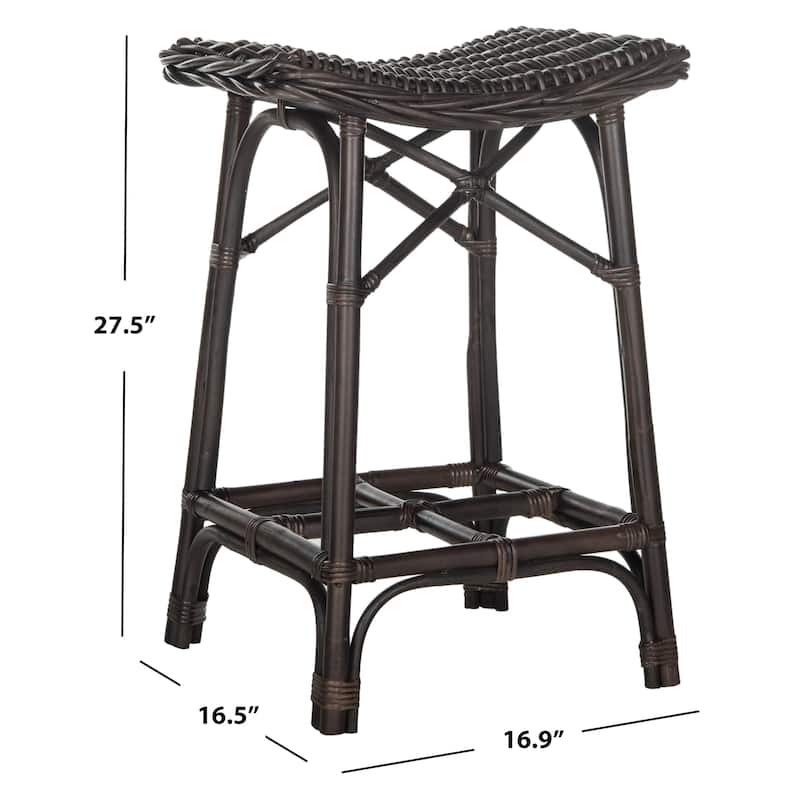 SAFAVIEH Husnuye Brown Rattan 27.6-inch Stool - 16.9" x 16.5" x 27.5" - 17Wx17Dx28H
