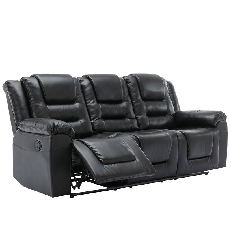 3 Seater Home Theater Recliner Manual Recliner Chair with Two Built-in Cup Holders for Living Room,Bedroom