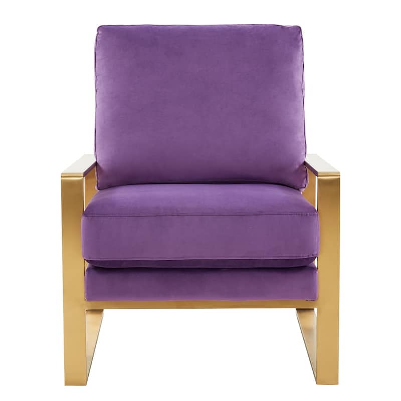 LeisureMod Jefferson Modern Velvet Accent Armchair With Gold Base