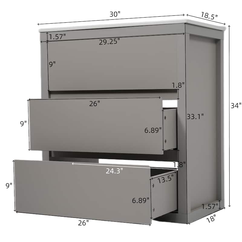 Roomfitters 30" Minimalist Bathroom Vanity with Ceramic Sink, Freestanding Cabinet