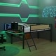 preview thumbnail 5 of 16, Black+Brown Twin Size Metal Loft Bed with Rectangular Desk, LED lights, Storage Shelves and Hanging Storage Compartments