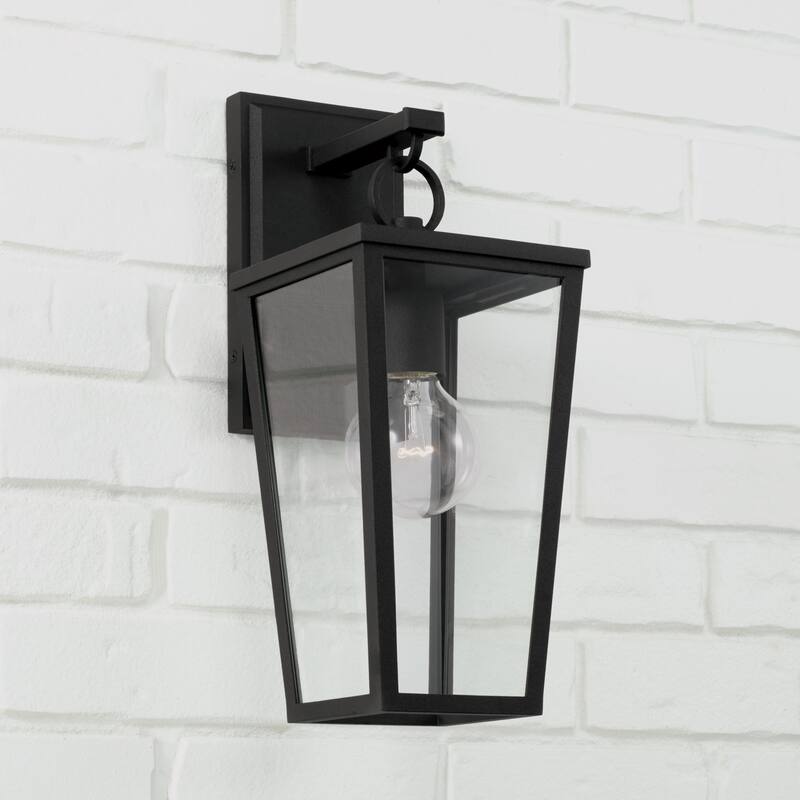 Elliot Black Outdoor Wall Lantern w/ Clear Glass
