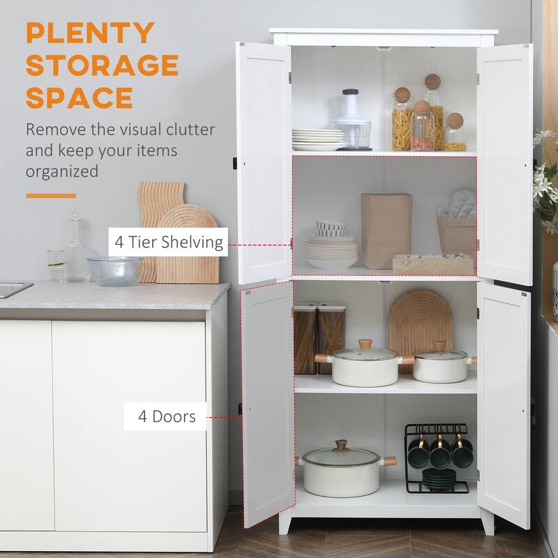 71.75" Tall Kitchen Storage Organizer with Adjustable Shelves, 4-Tier Pantry Cabinet Storage Cabinet Buffet Cabinet