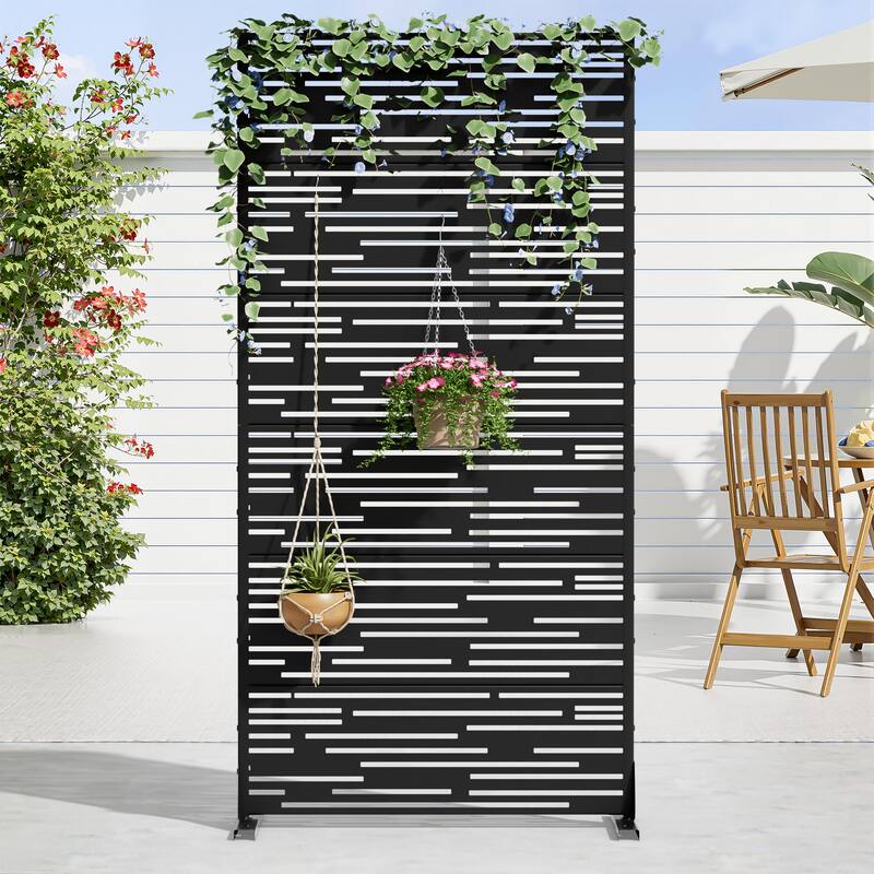 Dovelina 6ft.x 4ft. Outdoor Freestanding Metal Privacy Screen Decorative Garden Fence